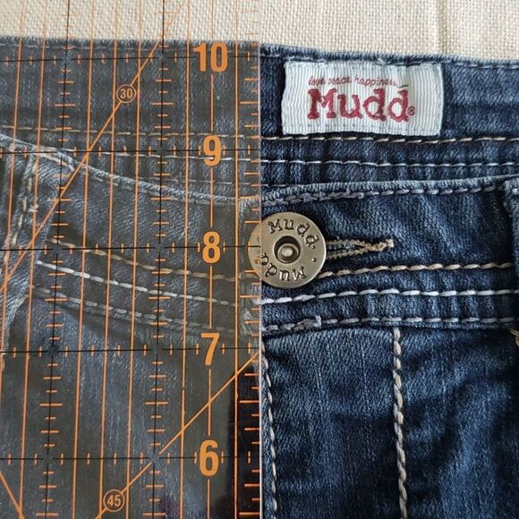 Mudd Blue Jeans Juniors 11 Long Flared Stretch Denim Low Rise Y2K Retro Boot Cut - Picture 6 of 7